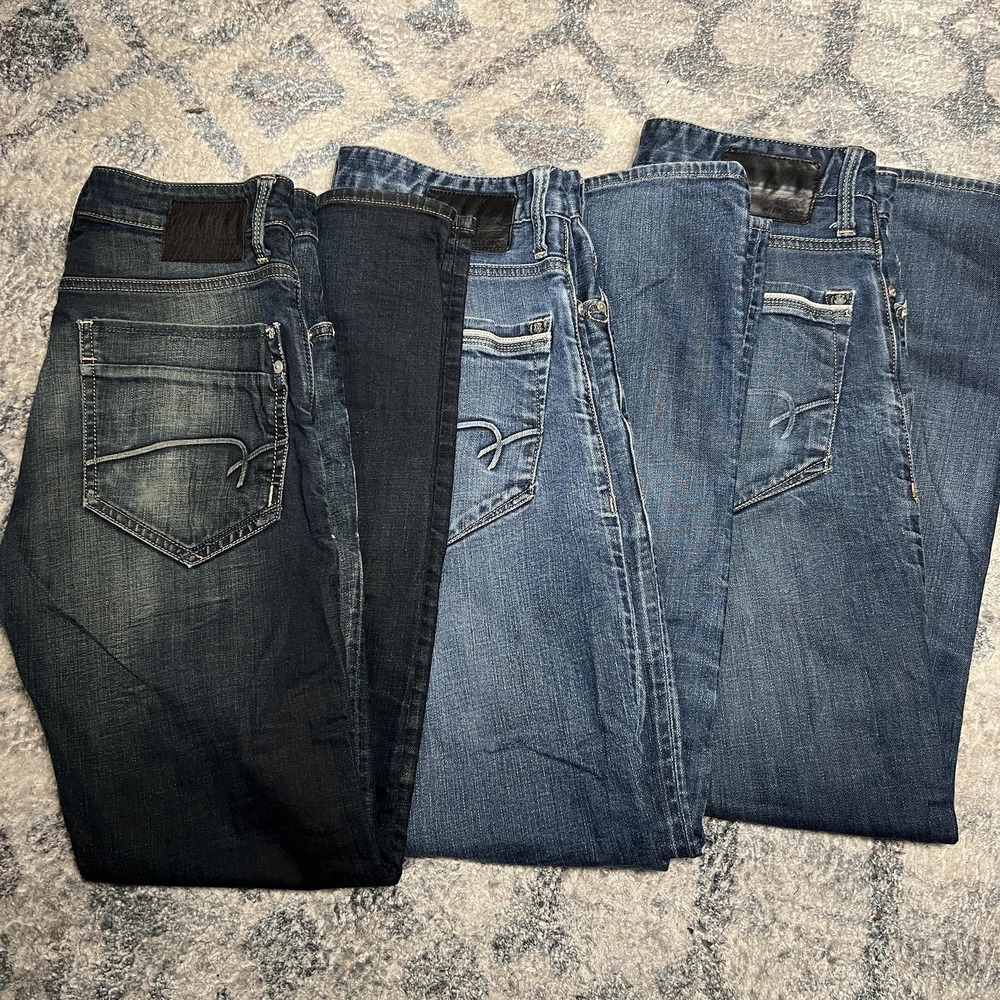 Mavi Jake Jeans Mens 31x32 & 32x32 Blue Slim Tapered Stretch White Edge Lot Of 3